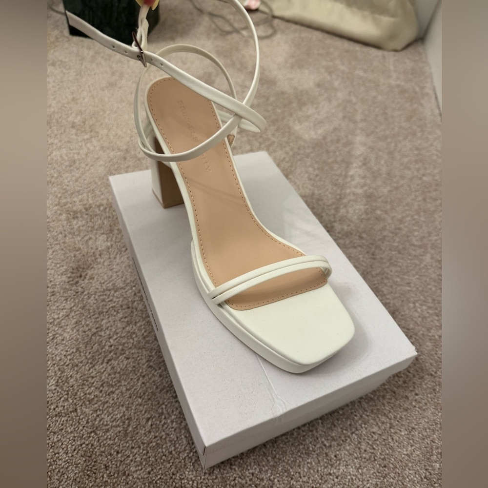 Princess Polly White Strappy Block Heels